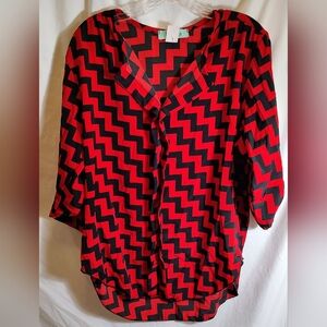 Karlie Red and Black Zigzag Women's Top